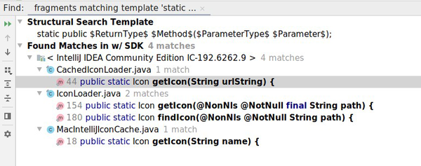 Result of structural search displaying methods which take a String and return an Icon