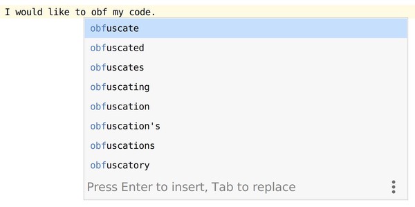 IntelliJ plugin showing completions from a dictionary